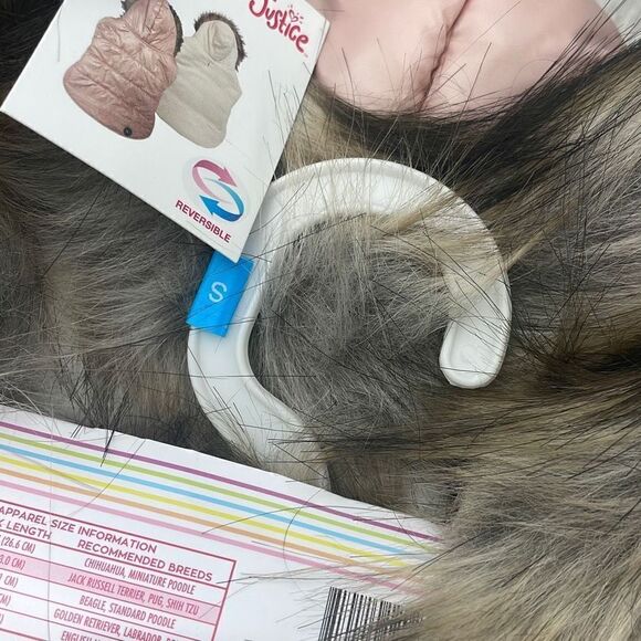 Justice Pet Reversible Puffer Jacket, Champagne, M - Picture 7 of 8